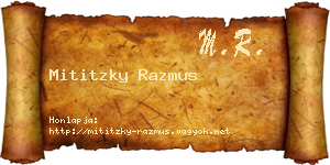 Mititzky Razmus névjegykártya